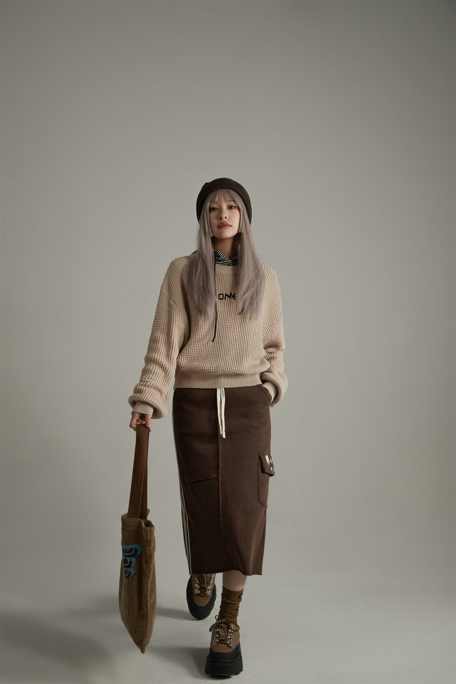 CHUU Noe Waffle Loose Fit Knit Sweater