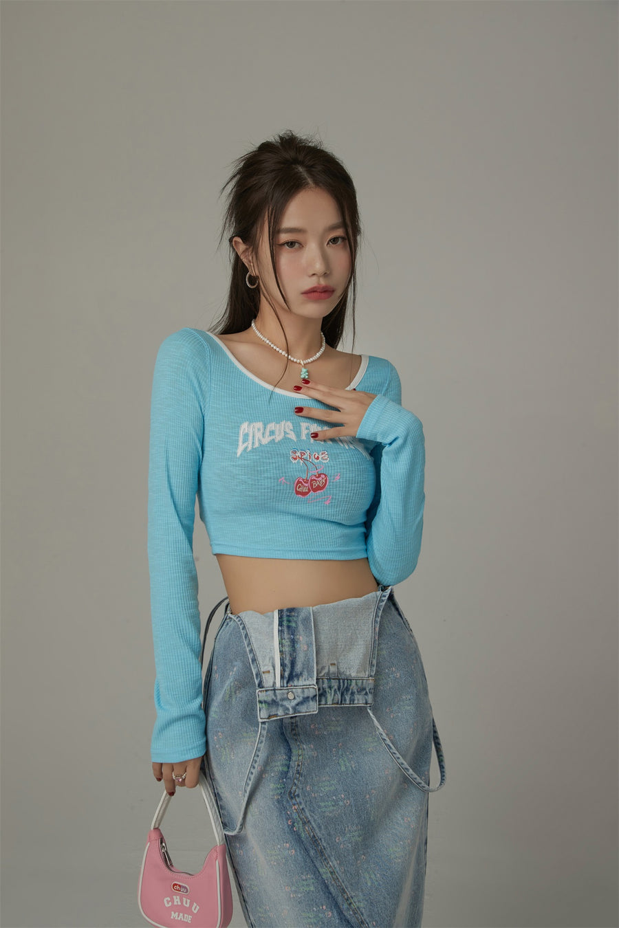 CHUU Circus Line Color Cropped T-Shirt