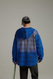 String Check Hooded Shirt