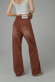 Brown Gradient Denim Wide Pants