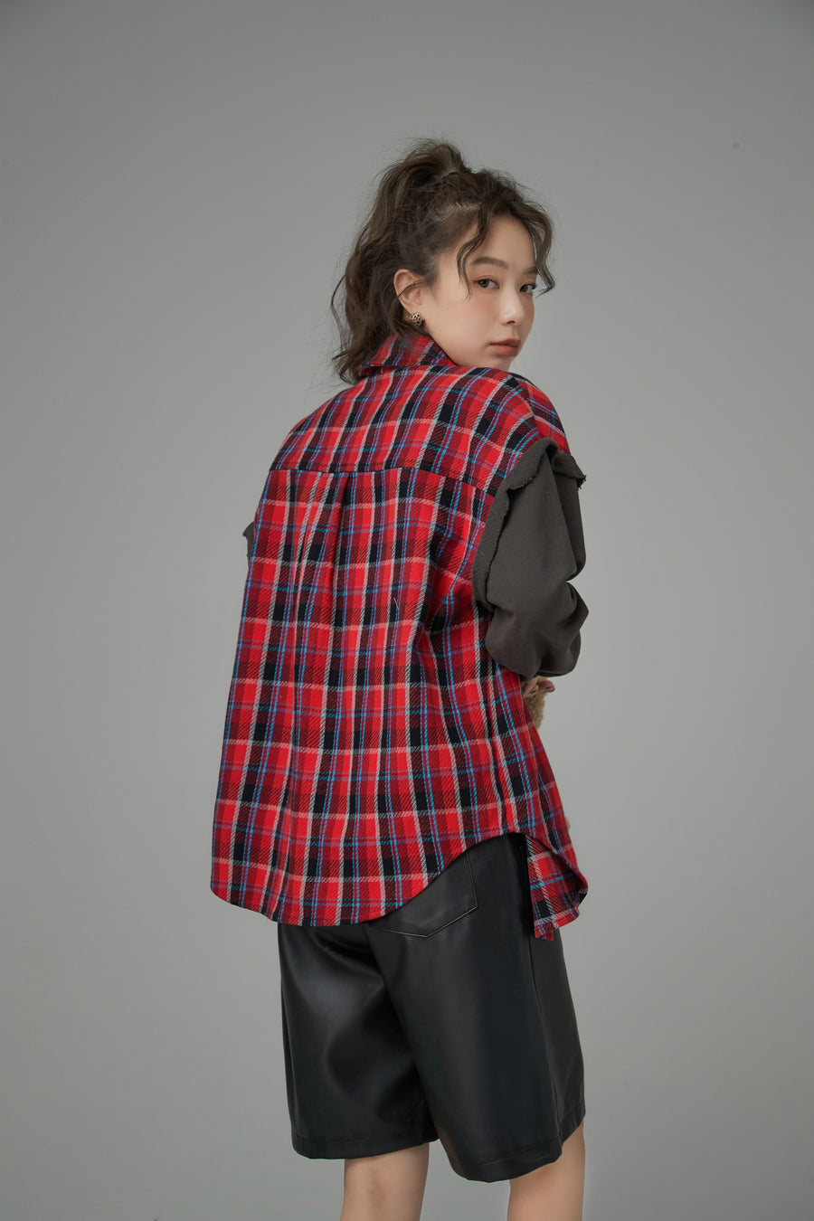 CHUU It Has Been A While Plaid Shacket