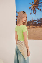 Double Layer Hook Crop Top