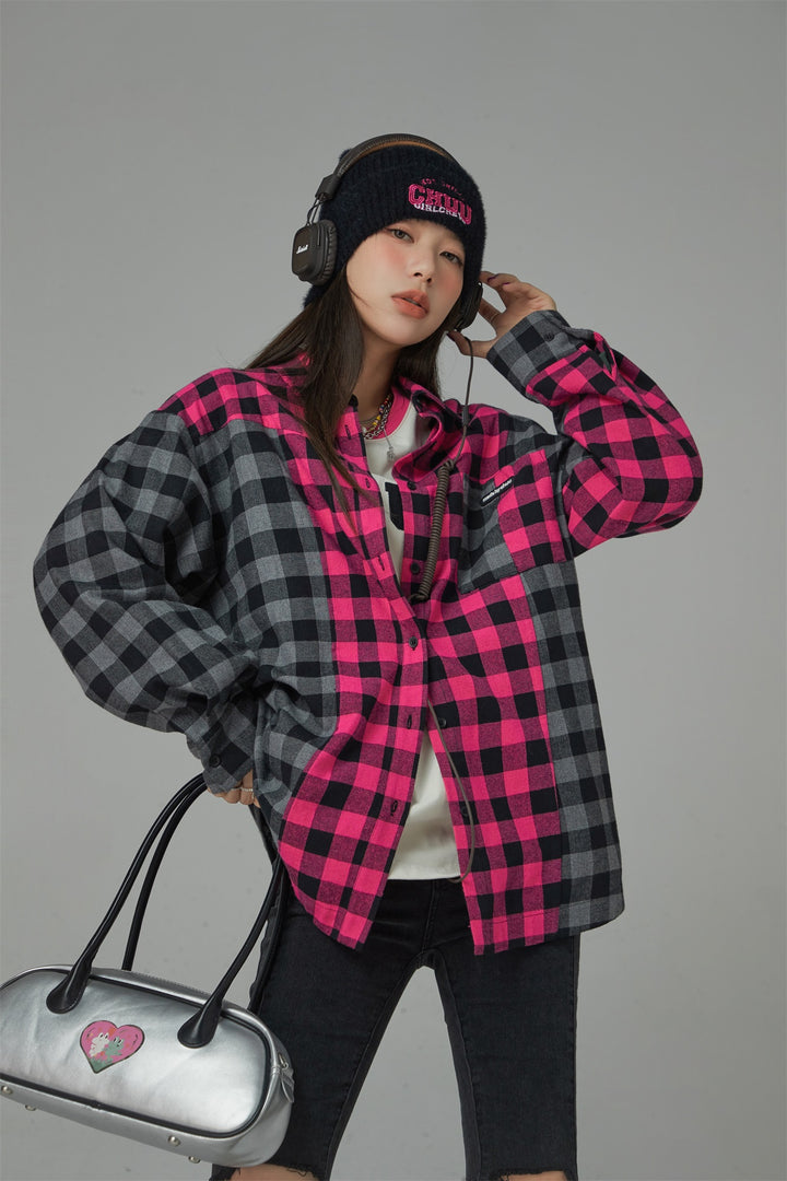 Bi-Color Oversized Check Shirt