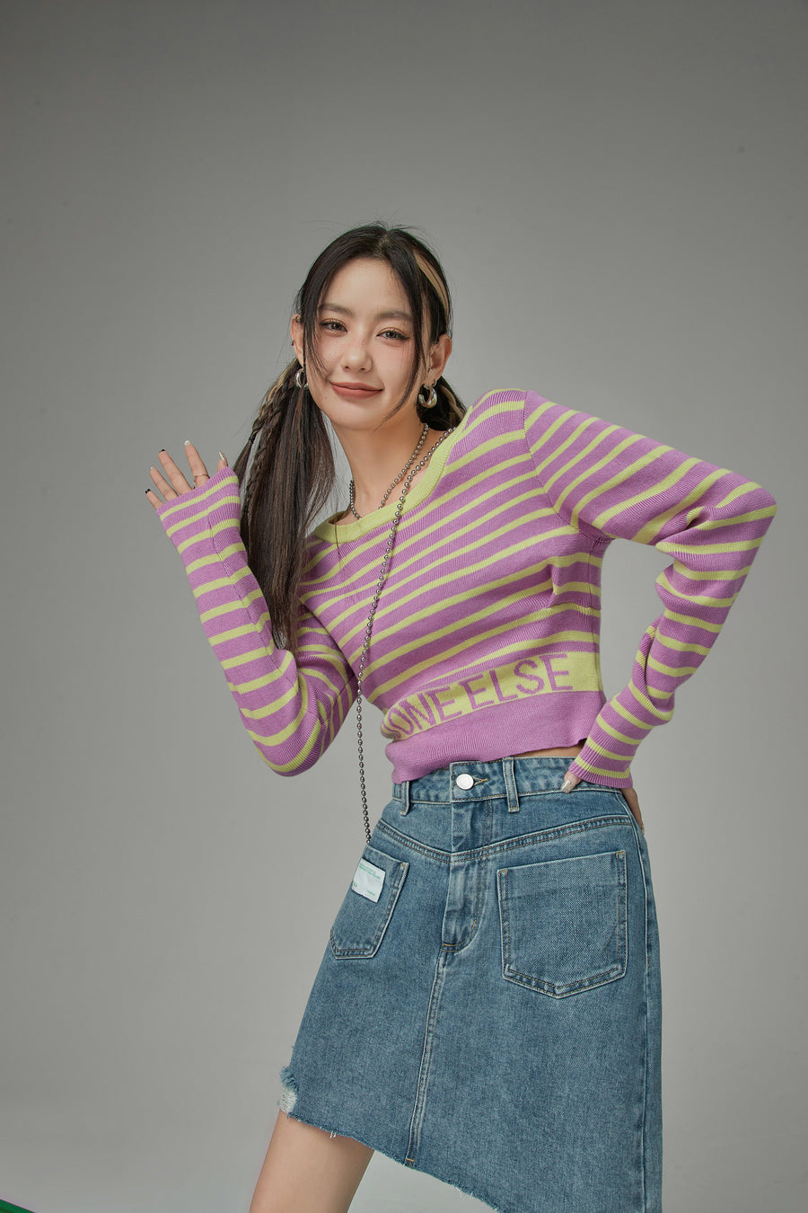 CHUU Called What I Want Stripes Knit Top