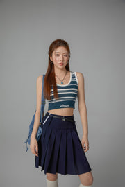 Striped Knit Sleeveless Crop Top