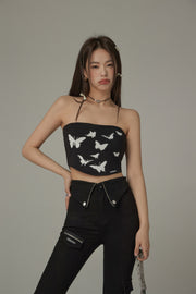 Butterfly Pattern Slim Tube Top