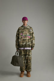 Camo Cargo Wide Cotton Pants