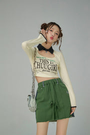 Chuu Girl Cut Out Collar Crop Top