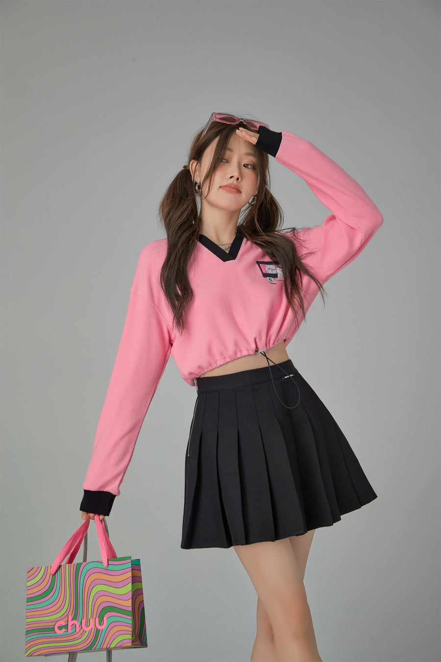 CHUU V-Neck Drawstring Sweatshirt