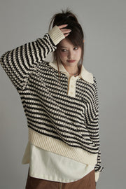 Vintage Loose Fit Stripe Knit Sweater