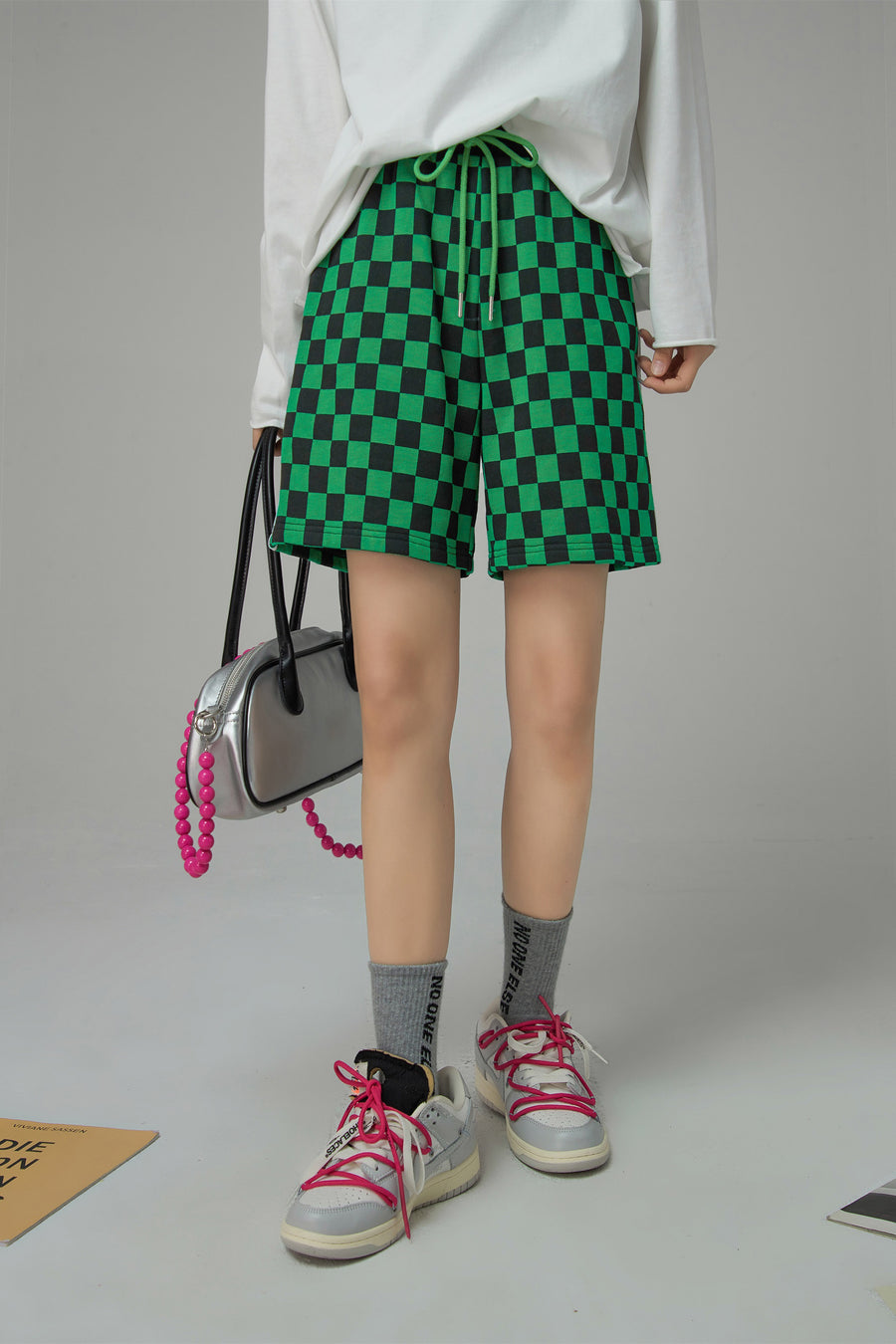 CHUU Daily Dose Of Positivity Checkered Bermuda Shorts