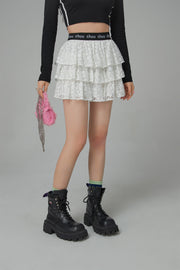 Star Lace Frill Mini Skirt