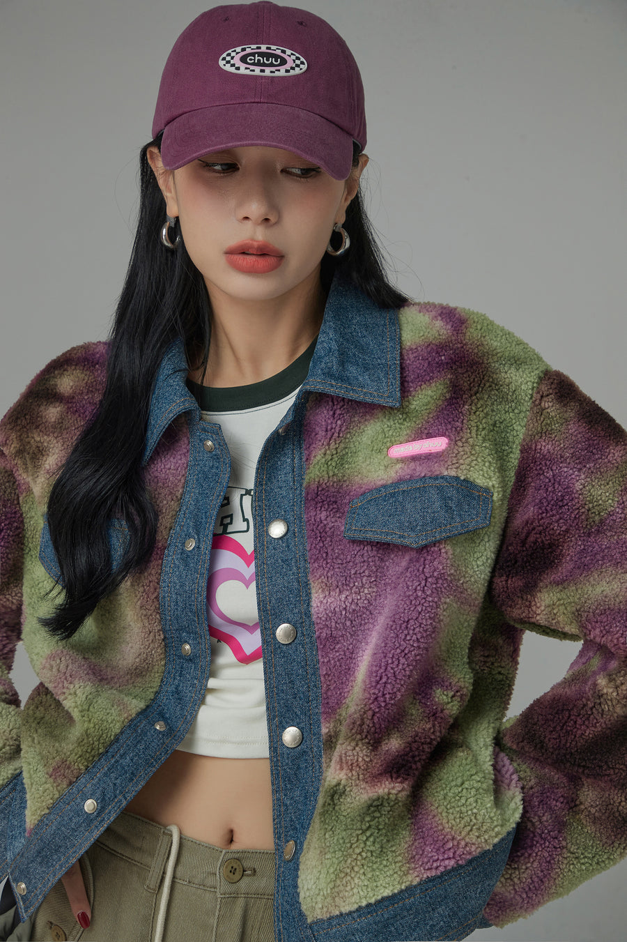 CHUU My Universe Printed Fleece Collar Jacket