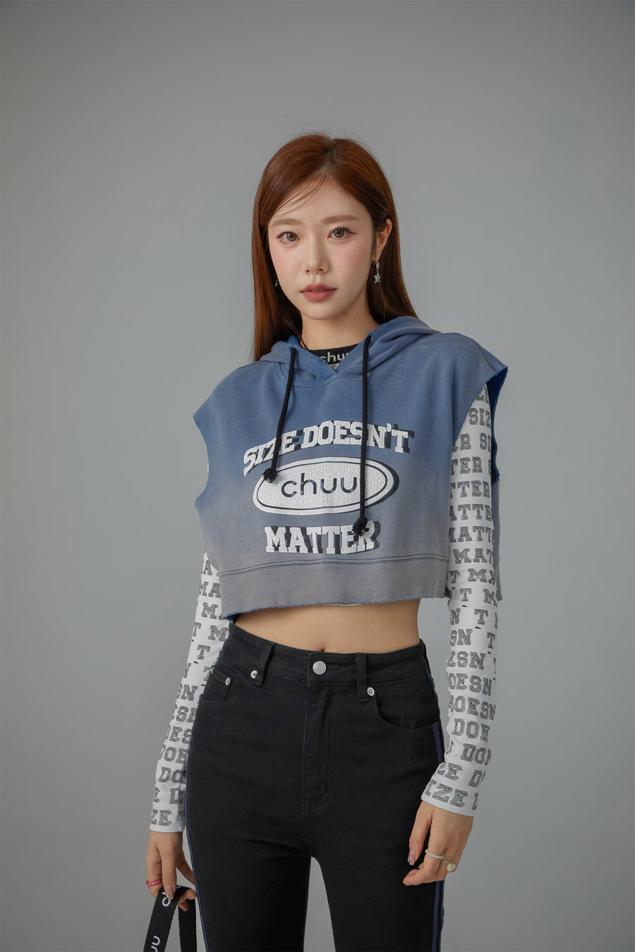 CHUU Size Doesnt Matter Gradient Hooded Vest