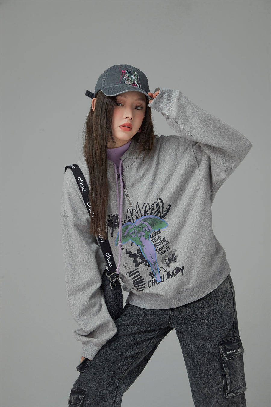 CHUU Here We Go Again String Loose Fit Sweatshirt