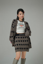 Wall Of Hearts Jacquard Knit Skirt