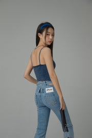 Vintage Denim Sleeveless Bustier Top