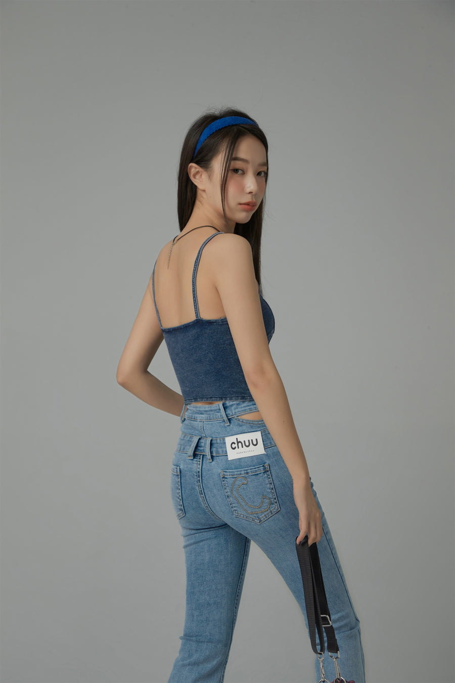 CHUU Vintage Denim Sleeveless Bustier Top