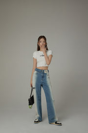 Chuu Cherry Lettuce Hem Cropped Top