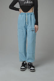 String Denim Jogger Pants