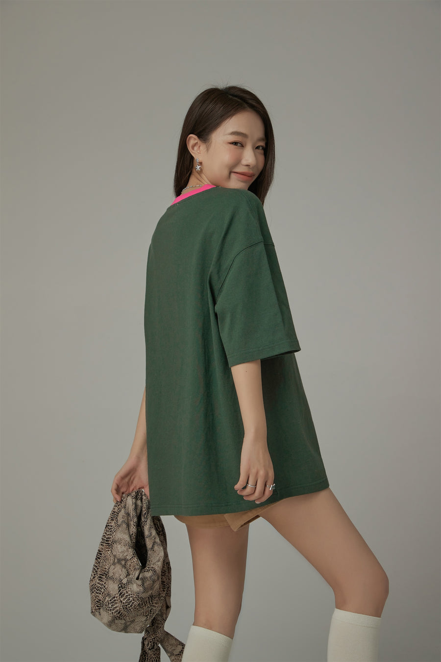 CHUU Lined Catcus Color Loose Fit T-Shirt