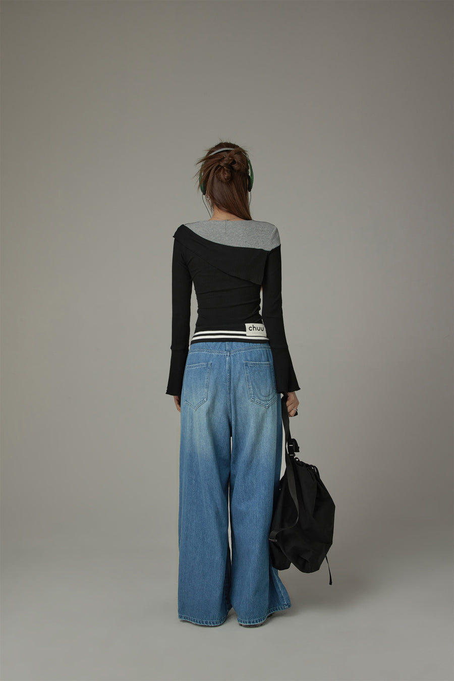 CHUU String Wide Denim Jeans