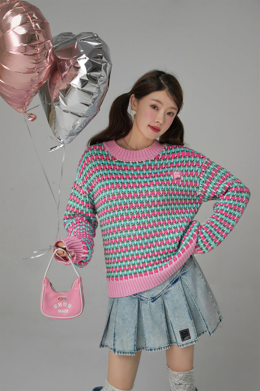 CHUU The Kiss Crochet Loose Fit Knit Sweater