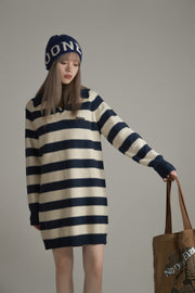 Color Stripe Polo Knit Dress