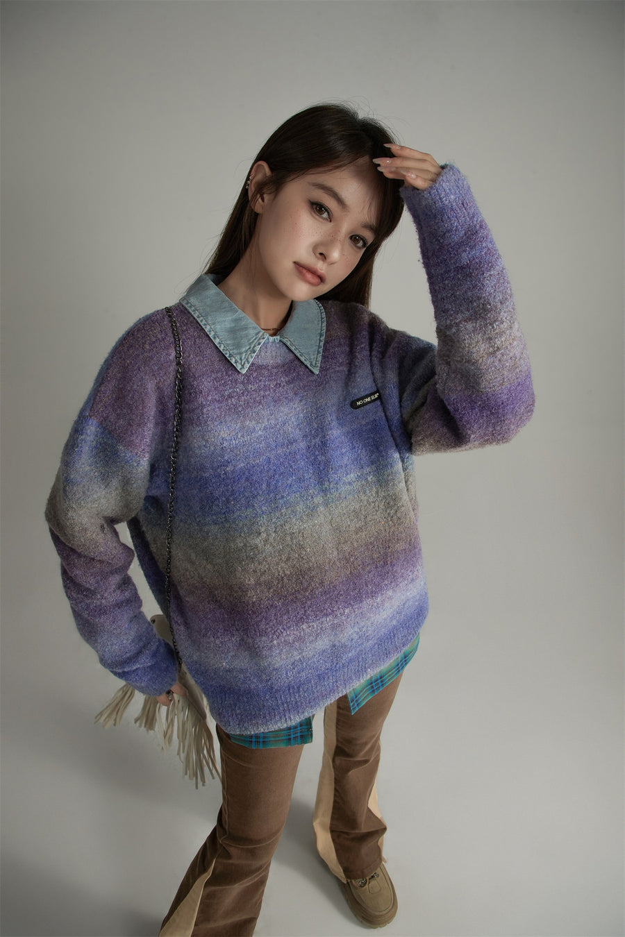 CHUU Gradient Stripe Knit Sweater