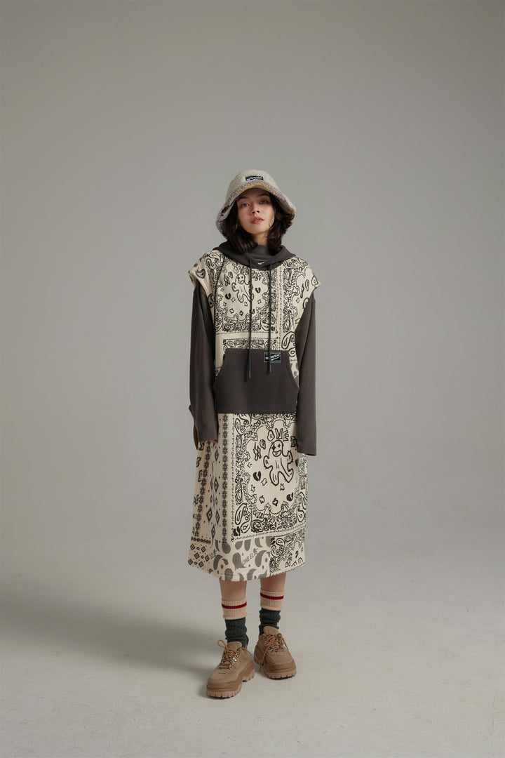 Paisley Print Hooded Dress