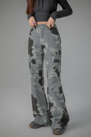 Heart Pocket Camouflage Denim Jeans