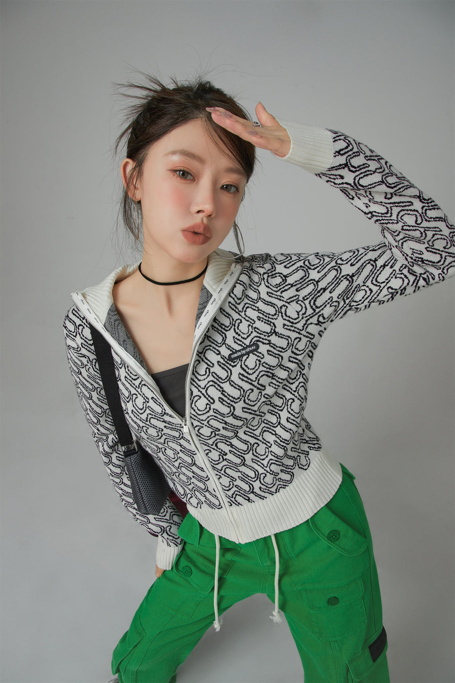 CHUU Running To You Zip-Up Knit Cardigan