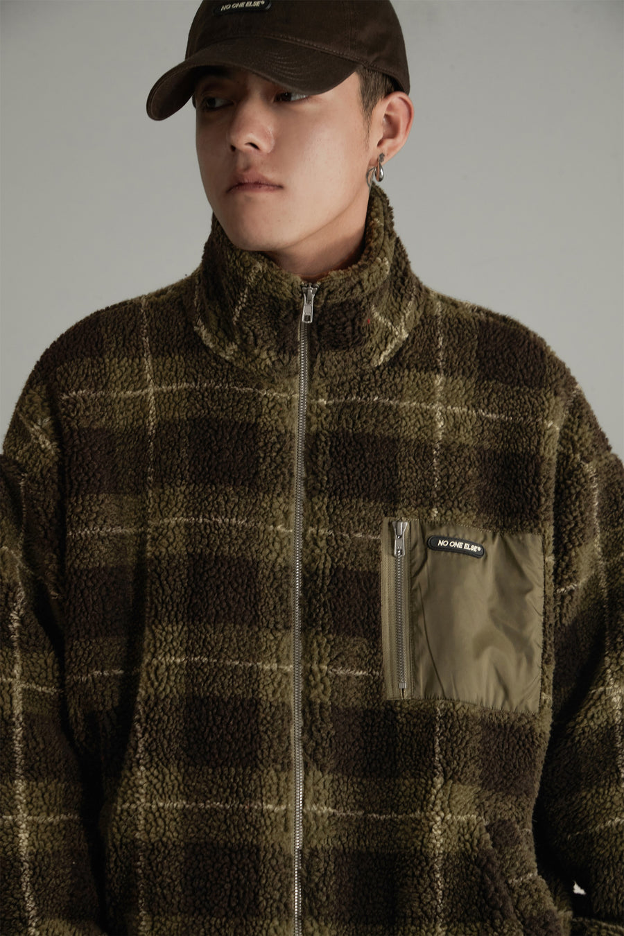 CHUU Classic Check Fleece Zip-Up Jacket