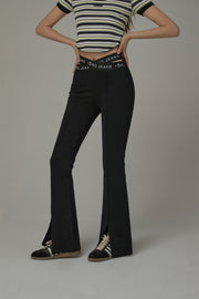 Slit Bootcut Crisscross Band Pants