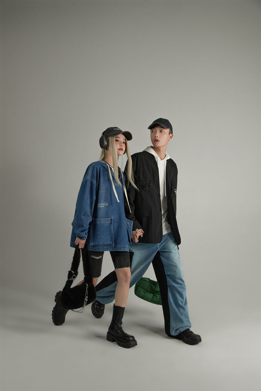 CHUU Club Stretch Denim Pocket Anorak Jacket