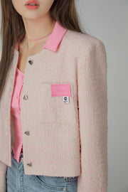 Square Shoulder Crop Tweed Jacket