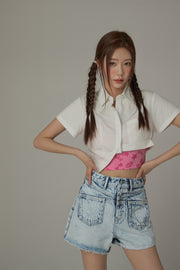 Unbalanced Chuu Baby Cropped Shirt