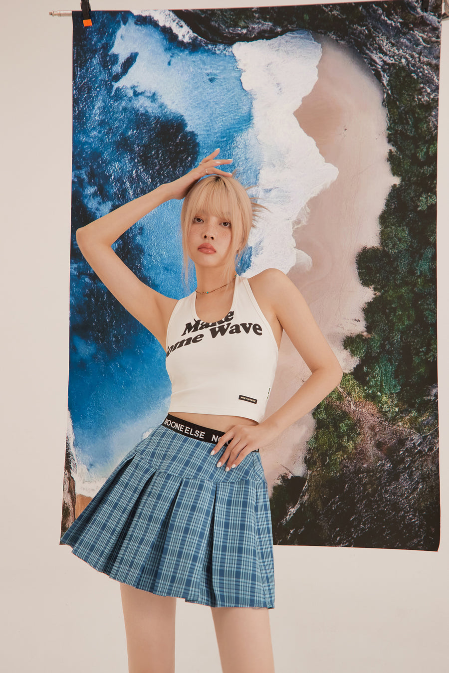 CHUU Check Mini Tennis Pleat Skirt