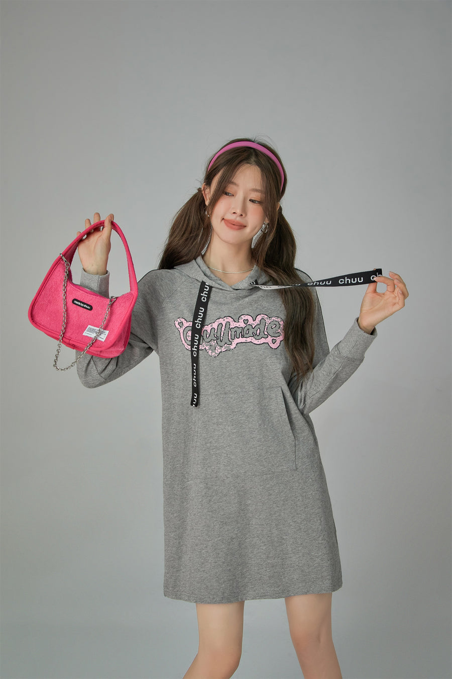 CHUU Front Pocket Hood Sweatshirt Mini Dress