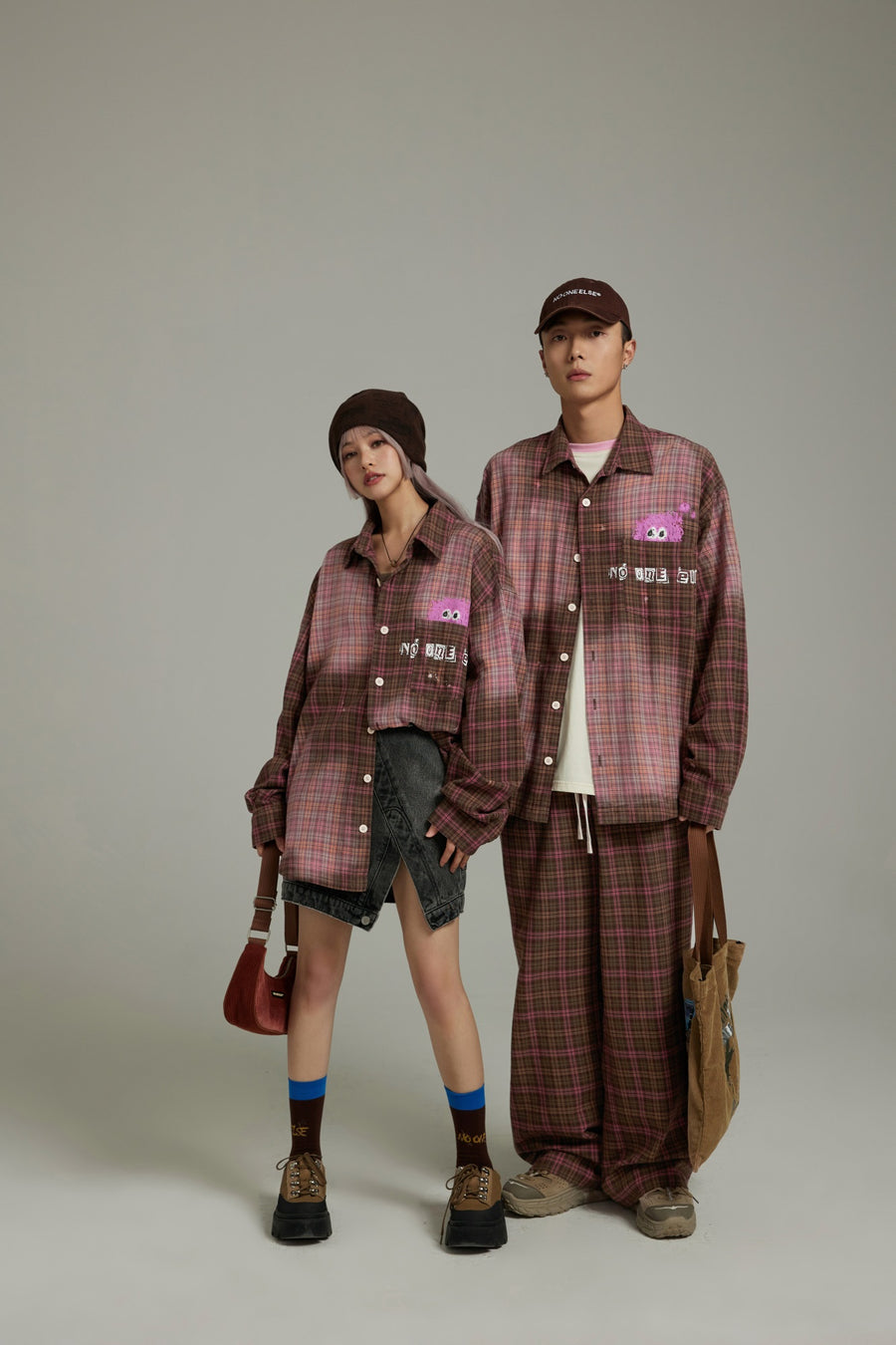 CHUU Check Wide Casual Stright Pants