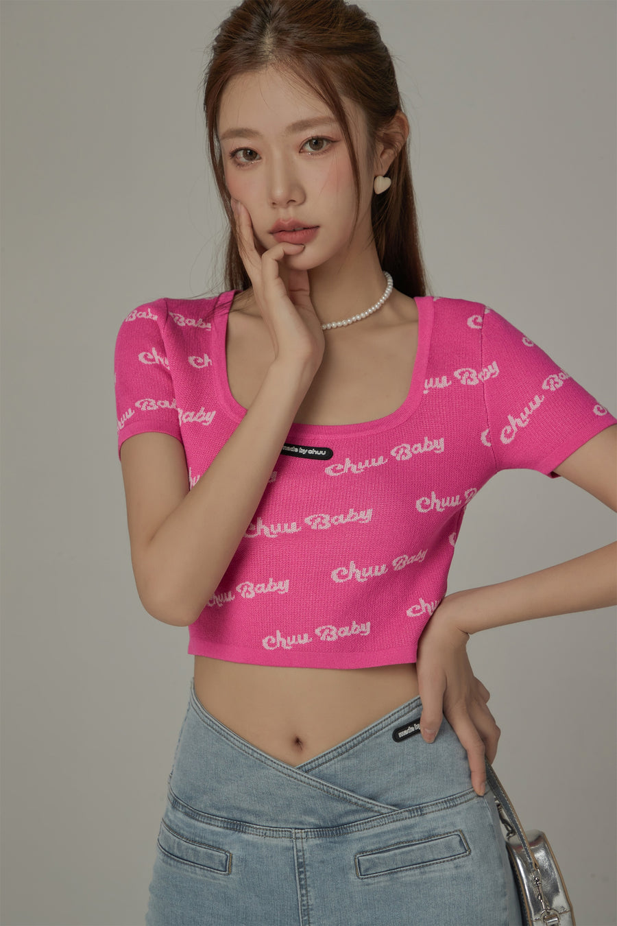 CHUU Chuu Baby Cropped Knit Top