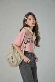 Sporty Chuu Logo Loose Fit Hoodie