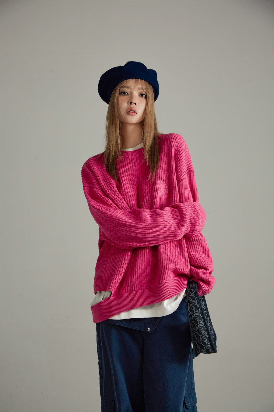 CHUU Bold Ribbed Slit Knit Sweater