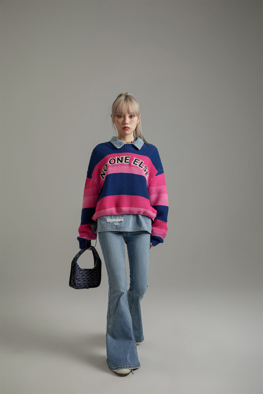 CHUU Striped Loose Fit Knit Sweater