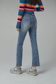 Heart Pocket Bootcut Denim Pants