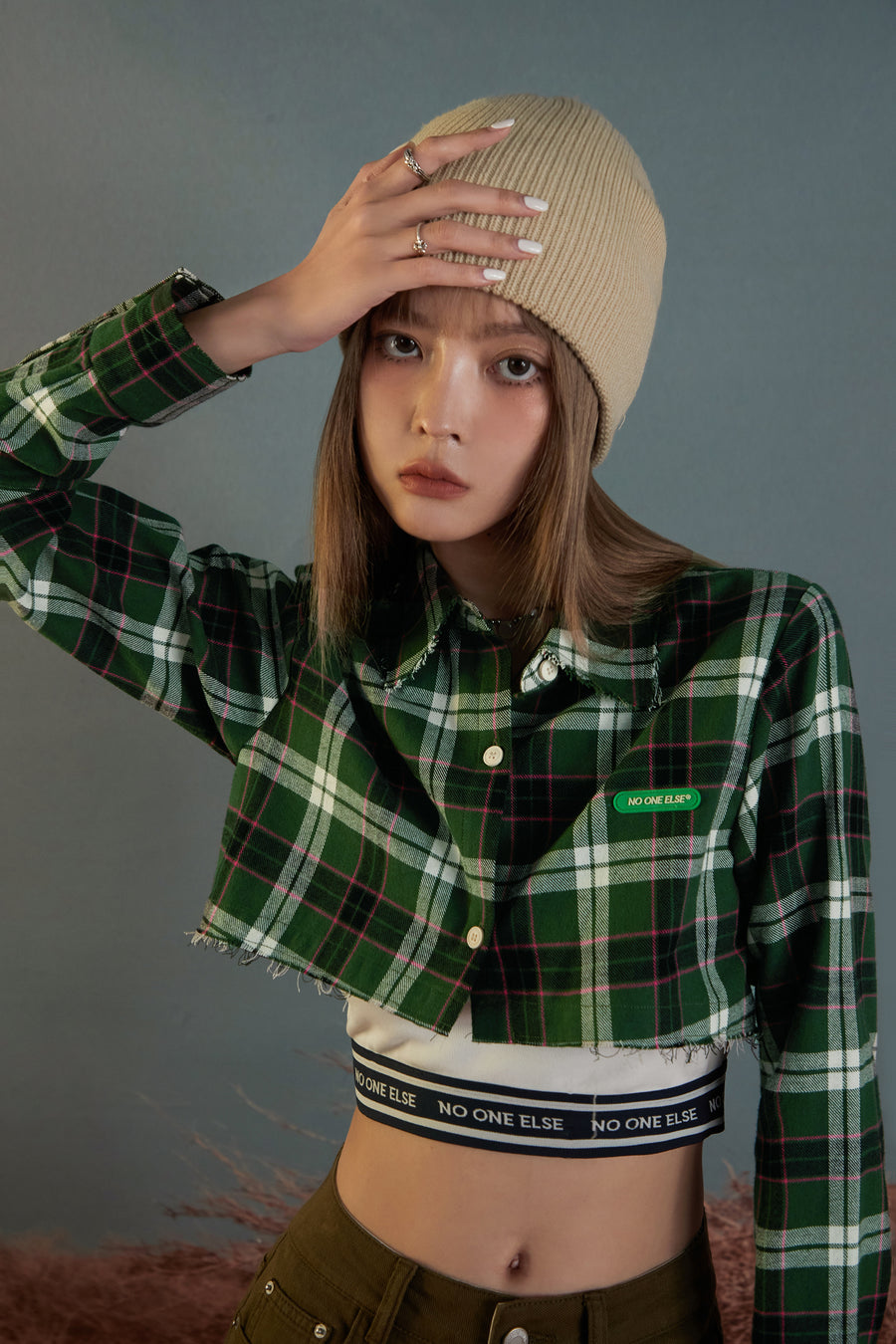 CHUU Scottish Check Cropped Shirt