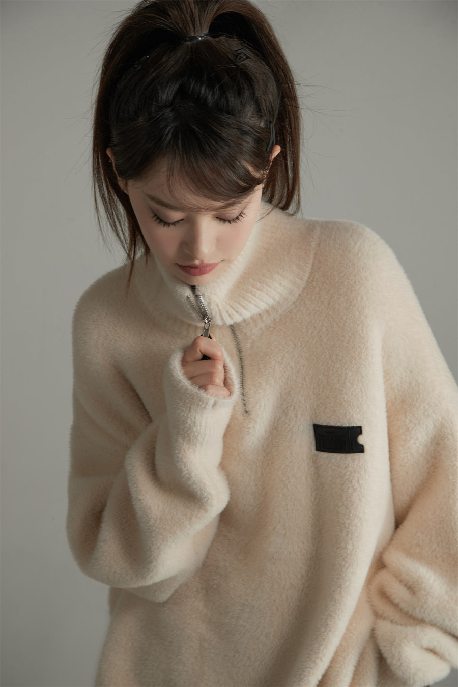 CHUU Half Zip Up Soft Fleece Sweater