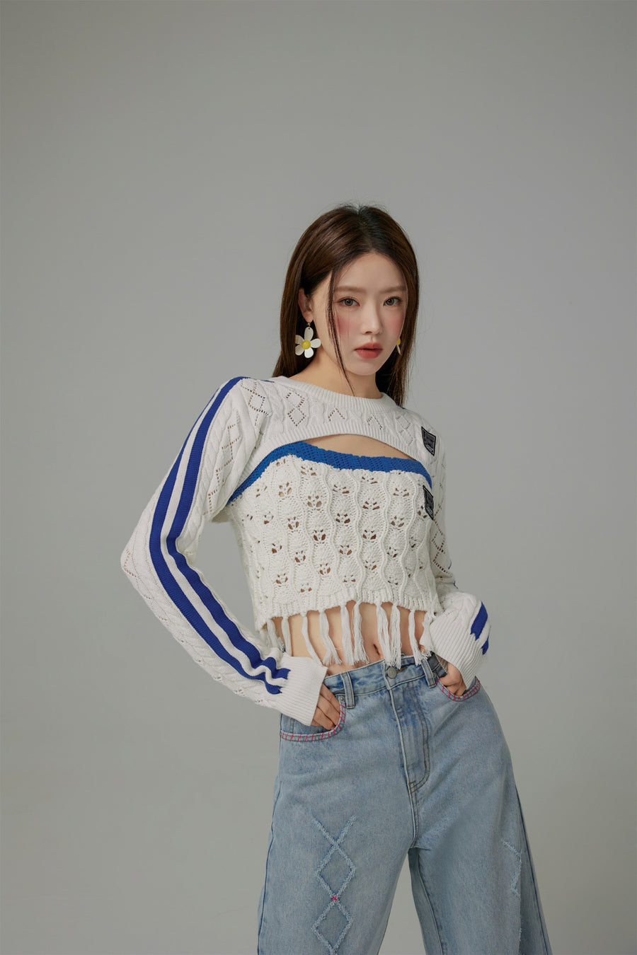 CHUU Positive Spark Knit Maxi Crop Top