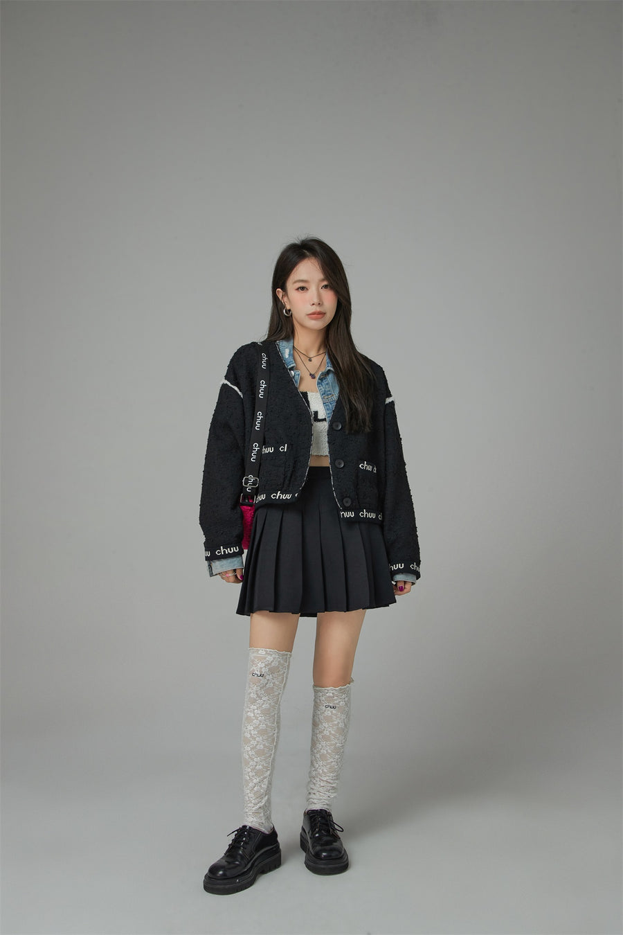 CHUU Raw Tweed Buttoned Jacket