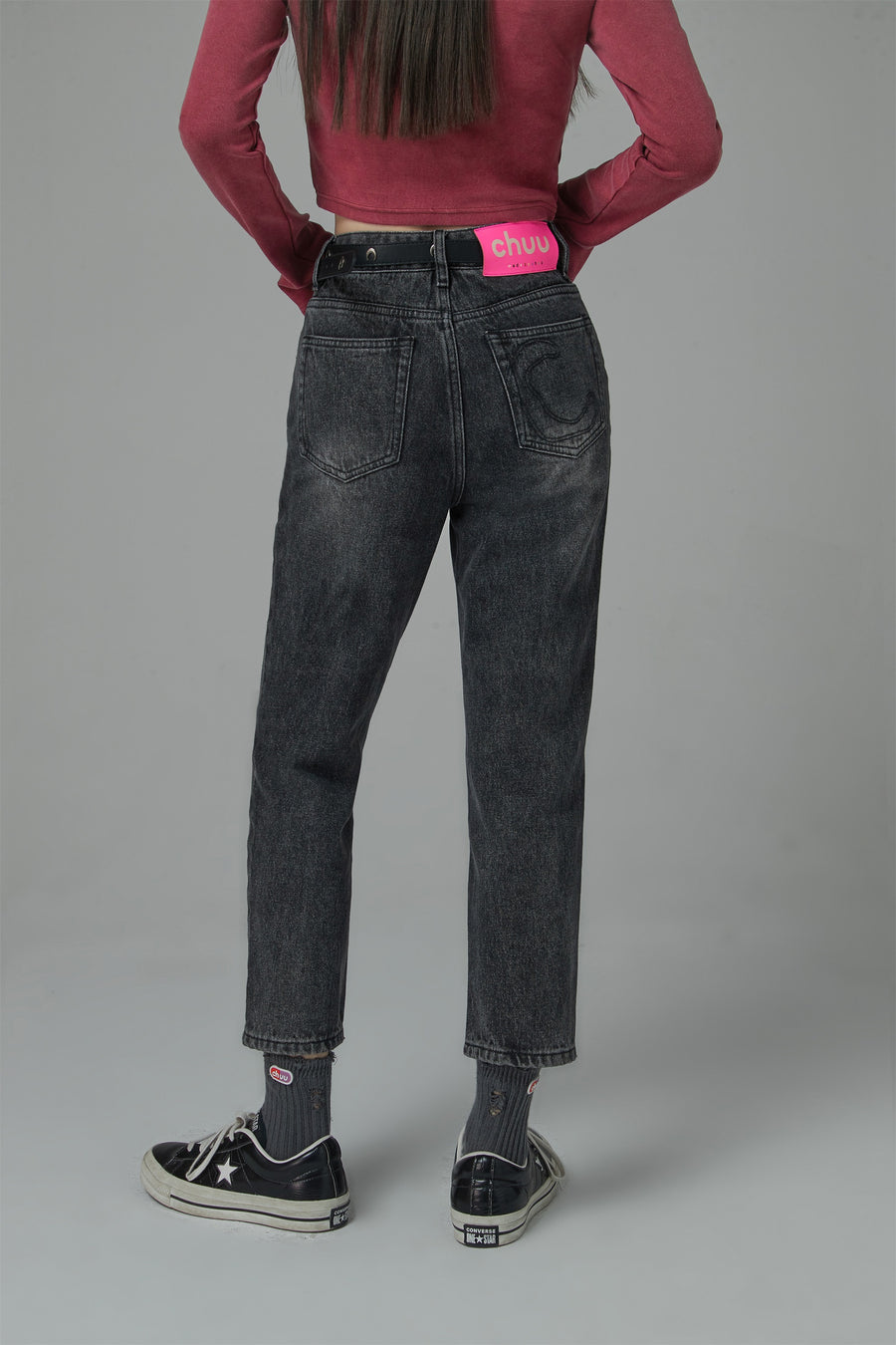 CHUU Can We Fall High-Waist Straight Jeans